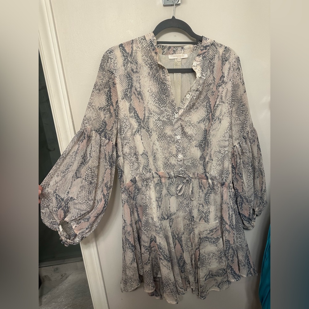 Olivaceous Snakeskin Button-Up Dress